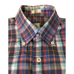 Peter Millar Crown Button Up Down Shirt Men S Plaid Check Long Sleeve Cotton